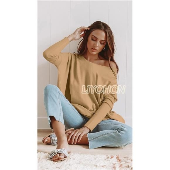 Oversized T Shirts for Women - Long Sleeve Tunic Tops Fall Outfits for Girls - Picture 5 of 6